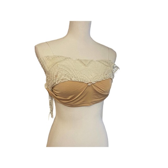 Signature 8 ivory cropped crochet spaghetti strap top size Small - Picture 8 of 13